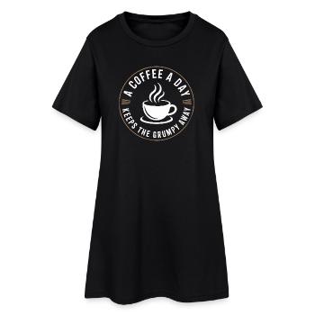 A Coffee A Day Keeps The Grumpy Away - Frauen T-Shirt-Kleid - Schwarz - Vorne