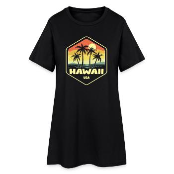 Hawaii Palmiers Crépuscule Vintage - Robe T-shirt Femme - noir - Devant