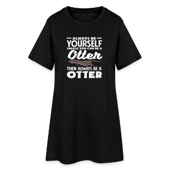 Seeotter Cartoon Geschenk - Frauen T-Shirt-Kleid - Schwarz - Vorne