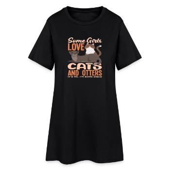 Sea Otter Cats - Women’s T-Shirt Dress - black - Front