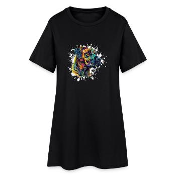 Explosion de couleur Portrait de chien - Robe T-shirt Femme - noir - Devant
