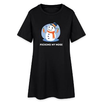 In der Nase bohren – Lustiges Schneemann-Wortspiel - Frauen T-Shirt-Kleid - Schwarz - Vorne