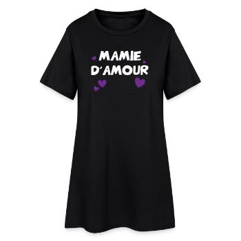 Mamie d'Amour avec cœurs - Robe T-shirt Femme - noir - Devant