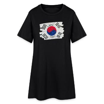 K-Wave Vibes Corée Drapeau Mosaïque Design - Robe T-shirt Femme - noir - Devant