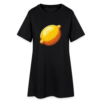 Citron Pop Art Jaune Vif - Robe T-shirt Femme - noir - Devant
