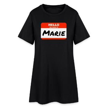 Bonjour, je m’appelle Marie Étiquette Étiquette Étiquette - Robe T-shirt Femme - noir - Devant