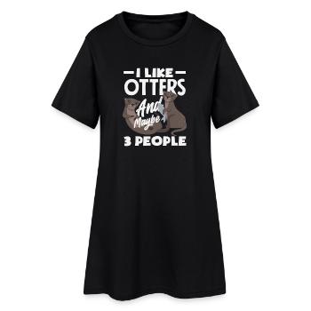 Loutre de mer 3 personnes - Robe T-shirt Femme - noir - Devant