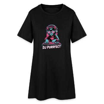 DJ Purrfect Cat DJ Headphones Turntable - Women’s T-Shirt Dress - black - Front