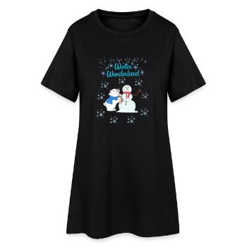 Polar Bear & Snowman - Women’s T-Shirt Dress - black - Front