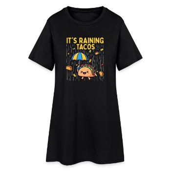 Es regnet Tacos Lustiges Essen Zitat - Frauen T-Shirt-Kleid - Schwarz - Vorne