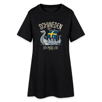 Schweden ruft ich muss los Spruch - Frauen T-Shirt-Kleid - Schwarz - Vorne