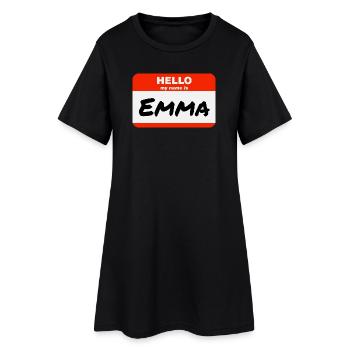 Hello My Name Is Emma Label Name Tag - Women’s T-Shirt Dress - black - Front