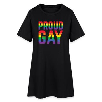 Fier lettrage arc-en-ciel gay - Robe T-shirt Femme - noir - Devant