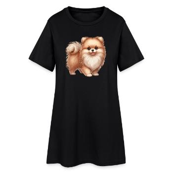 Chiot poméranien - Robe T-shirt Femme - noir - Devant