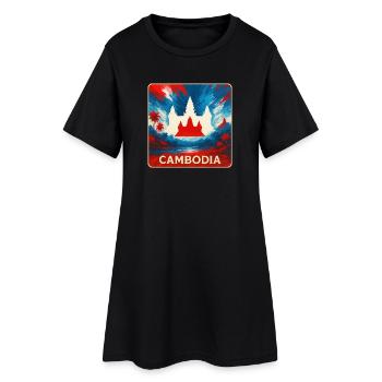 Cambodge – Angkor Wat Design - Robe T-shirt Femme - noir - Devant