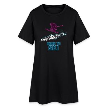 Ski Born To Ski Neon Freeride Spruch Berge - Frauen T-Shirt-Kleid - Schwarz - Vorne