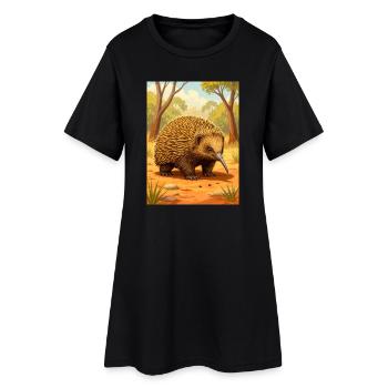 Echidna Un vagabond épineux au charme ancien - Robe T-shirt Femme - noir - Devant