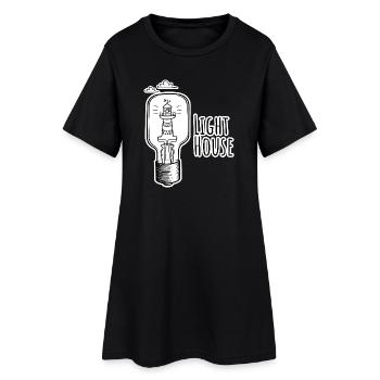 Leutchtturm in einer Glühbirne - Light-House - Frauen T-Shirt-Kleid - Schwarz - Vorne