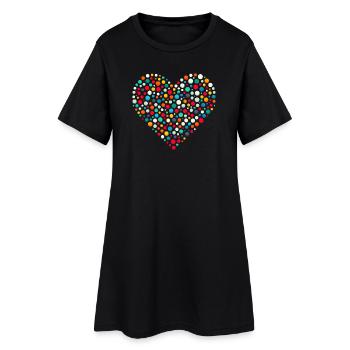 Mosaïque de coeur de points colorés tachetés - Robe T-shirt Femme - noir - Devant