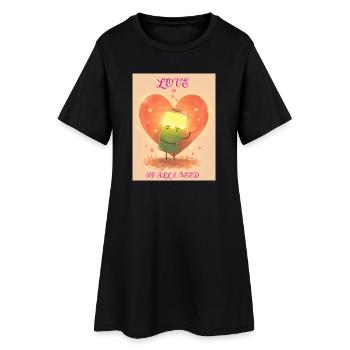 Batterie d’amour au coucher du soleil - Robe T-shirt Femme - noir - Devant