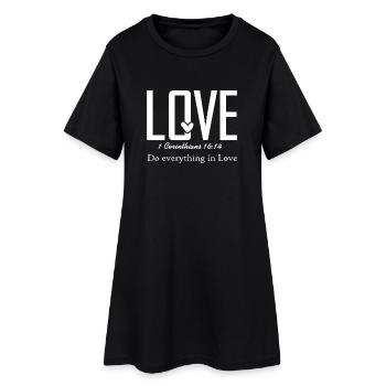 Faites tout dans l’amour – Cross Design - Robe T-shirt Femme - noir - Devant