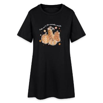 Patchwork Kürbisse Herbstmotiv - Frauen T-Shirt-Kleid - Schwarz - Vorne