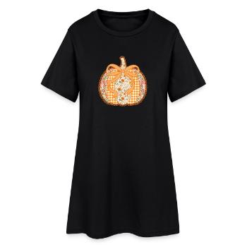 Citrouille fleurie avec ruban vichy - Robe T-shirt Femme - noir - Devant