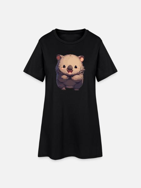 Wombats Wombat - Frauen T-Shirt-Kleid - Schwarz