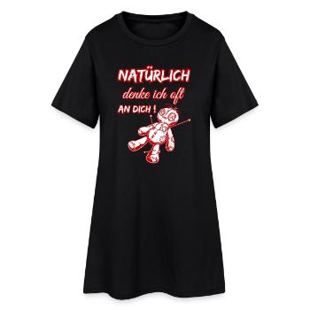Natürlich denke ich oft an dich! - Voodoo Puppe - Frauen T-Shirt-Kleid - Schwarz - Vorne