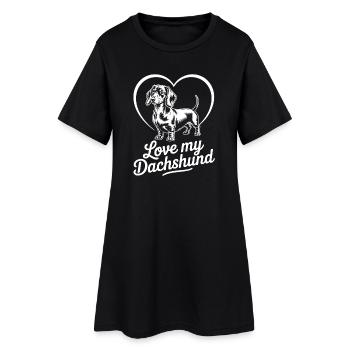 Teckel Coeur Love Chemise - Robe T-shirt Femme - noir - Devant