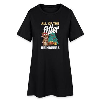 Loutre de mer Jeu de mots Renne de Noël - Robe T-shirt Femme - noir - Devant