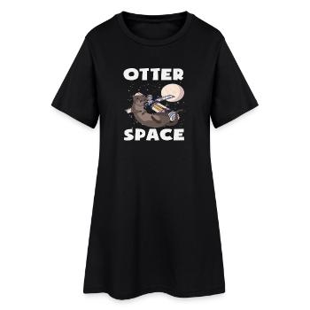 Loutre de mer dessin animé jeu de mots sur l’espace - Robe T-shirt Femme - noir - Devant