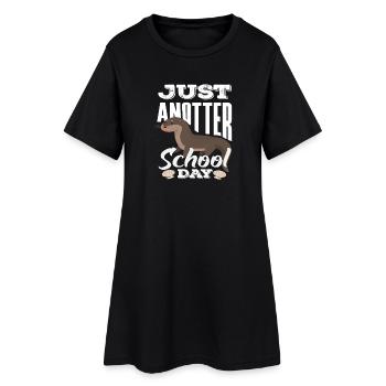 Journée scolaire de dessin animé Sea Otter - Robe T-shirt Femme - noir - Devant