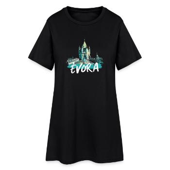 Toit cathédrale Évora illustration colorée - Robe T-shirt Femme - noir - Devant