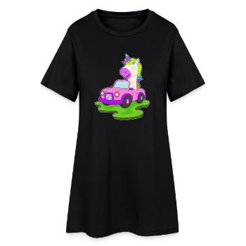 Voiture Licorne - Robe T-shirt Femme - noir - Devant