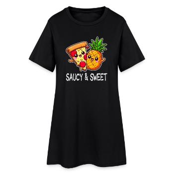 Kawaii Love Pineapple Pizza - Women’s T-Shirt Dress - black - Front