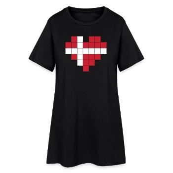 Pixel Heart Drapeau du Danemark - Robe T-shirt Femme - noir - Devant