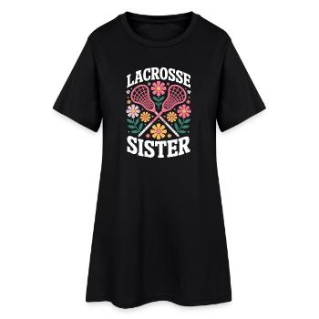 Lacrosse Spruch Schwester Lustig Lacrosse Geschenk - Frauen T-Shirt-Kleid - Schwarz - Vorne
