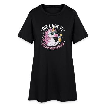 Unicorn Lage Besaufnisregend - Frauen T-Shirt-Kleid - Schwarz - Vorne