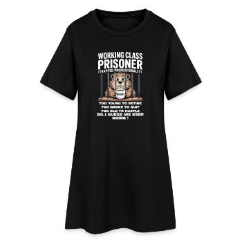 Lundi Trapped Work Drôle Tenue De Travail - Robe T-shirt Femme - noir - Devant