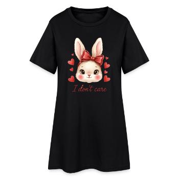 Lapin Kawaii avec cœurs à arc rouge - Robe T-shirt Femme - noir - Devant