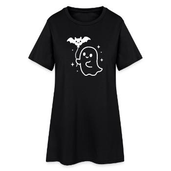 Gespenst mit Fledermaus – Halloween Motiv - Frauen T-Shirt-Kleid - Schwarz - Vorne