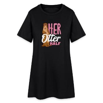 Sea Otter Cartoon Her Otter Half - Women’s T-Shirt Dress - black - Front