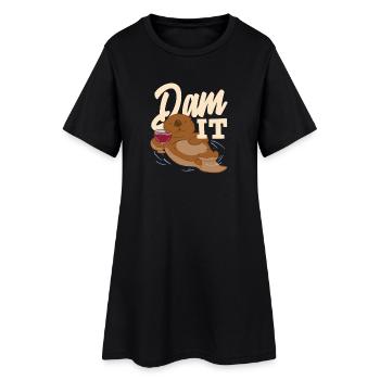 Loutre de mer dessin animé barrage il - Robe T-shirt Femme - noir - Devant