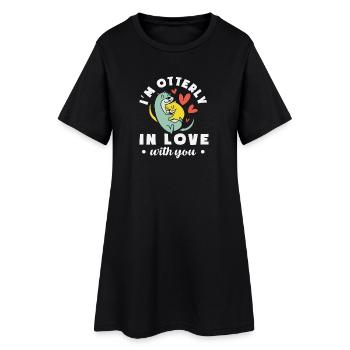 Loutre de mer dessin animé amoureux - Robe T-shirt Femme - noir - Devant