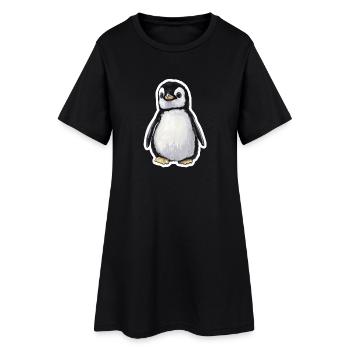 Pinguin - Frauen T-Shirt-Kleid - Schwarz - Vorne