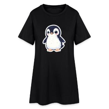 Pinguin - Frauen T-Shirt-Kleid - Schwarz - Vorne