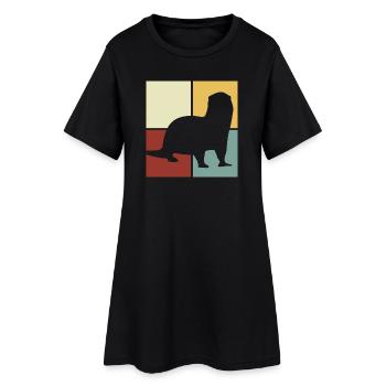 Loutre de mer dessin animé amoureux des animaux Vintage - Robe T-shirt Femme - noir - Devant
