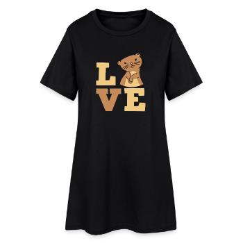 Sea Otter Cartoon Love - Women’s T-Shirt Dress - black - Front