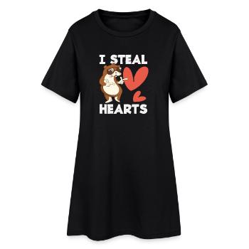 Seeotter Cartoon Herz Ich Stehlen - Frauen T-Shirt-Kleid - Schwarz - Vorne